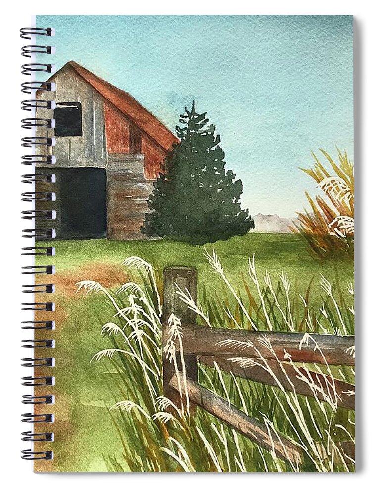 Barn Spiral Notebook featuring the painting Somewhere in Iowa by Beth Fontenot