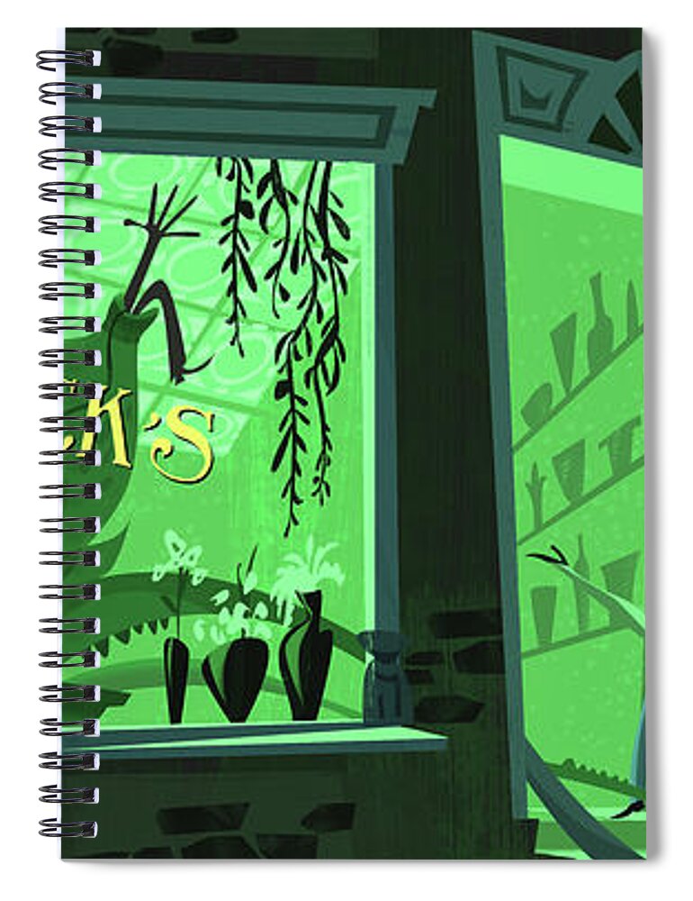 Broadway Spiral Notebook featuring the digital art Somewhere That's Green by Alan Bodner