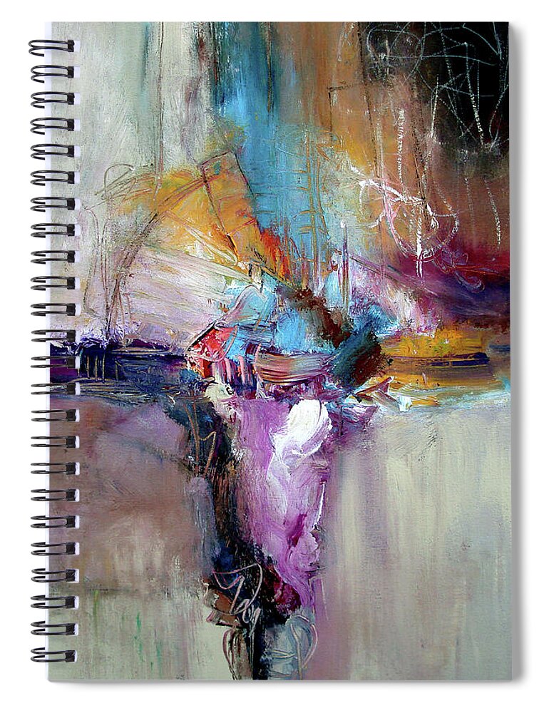 Abstract Spiral Notebook featuring the painting Songscape by Jim Stallings