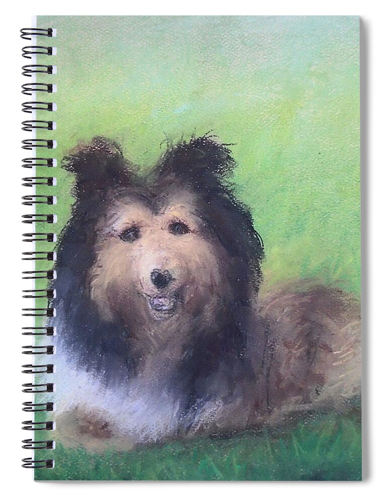 Dog Portraits Spiral Notebook featuring the painting Sonic by Jen Shearer
