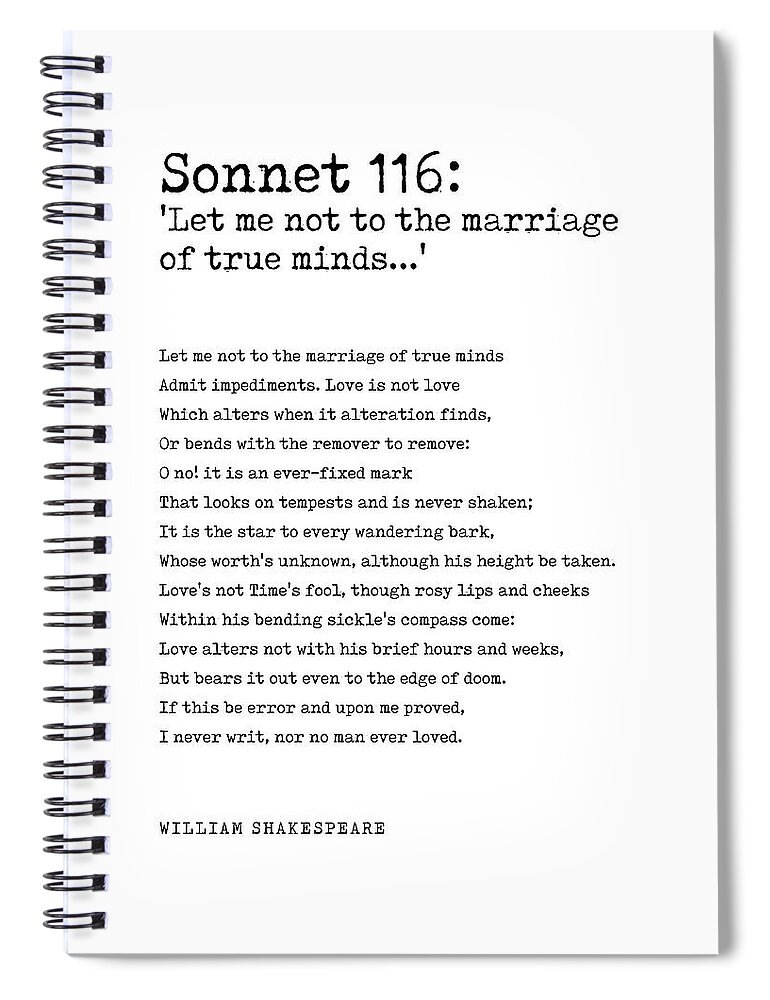 Sonnet 116 Spiral Notebook featuring the digital art Sonnet 116 - William Shakespeare Poem - Literature - Typewriter Print 1 by Studio Grafiikka