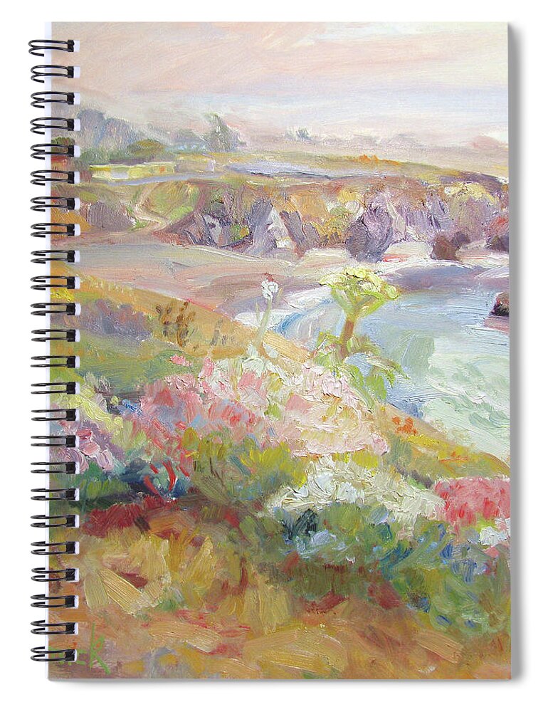 Schoolhouse Beach Spiral Notebook featuring the painting Sonoma Coast at Schoolhouse Beach by John McCormick