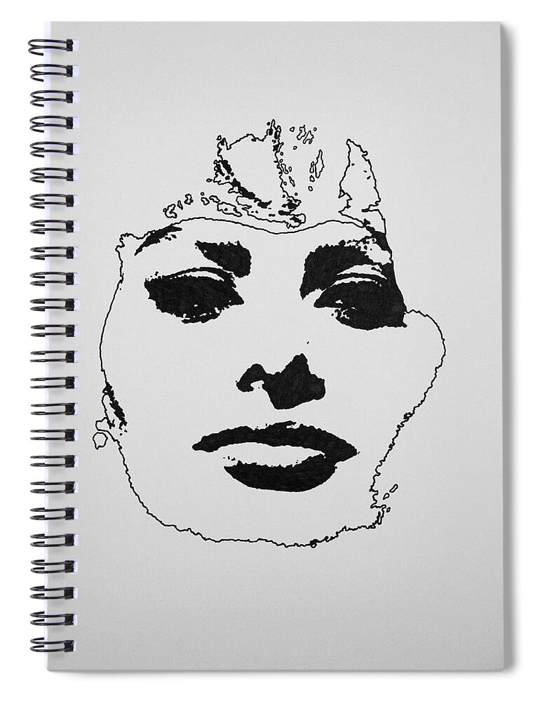 Sophia Spiral Notebook featuring the drawing Sophia by Lynet McDonald