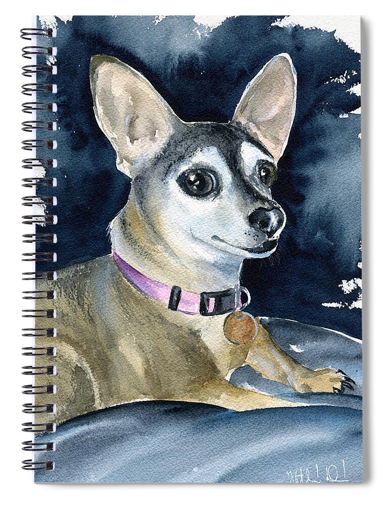 Chihuahua Spiral Notebook featuring the painting Sophie - Chihuahua dog painting by Dora Hathazi Mendes