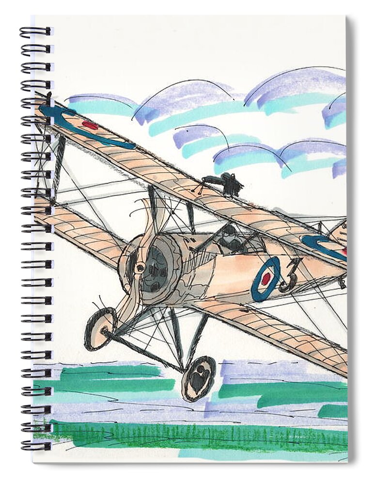 Old Rhinebeck Aerodrome Spiral Notebook featuring the drawing Sopwith Pup Airplane by Richard Wambach