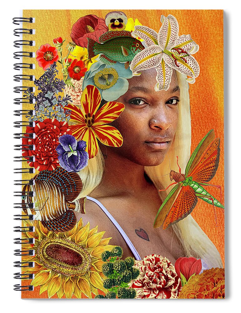 Vintage Flowers Spiral Notebook featuring the mixed media Soul of a child by Lorena Cassady