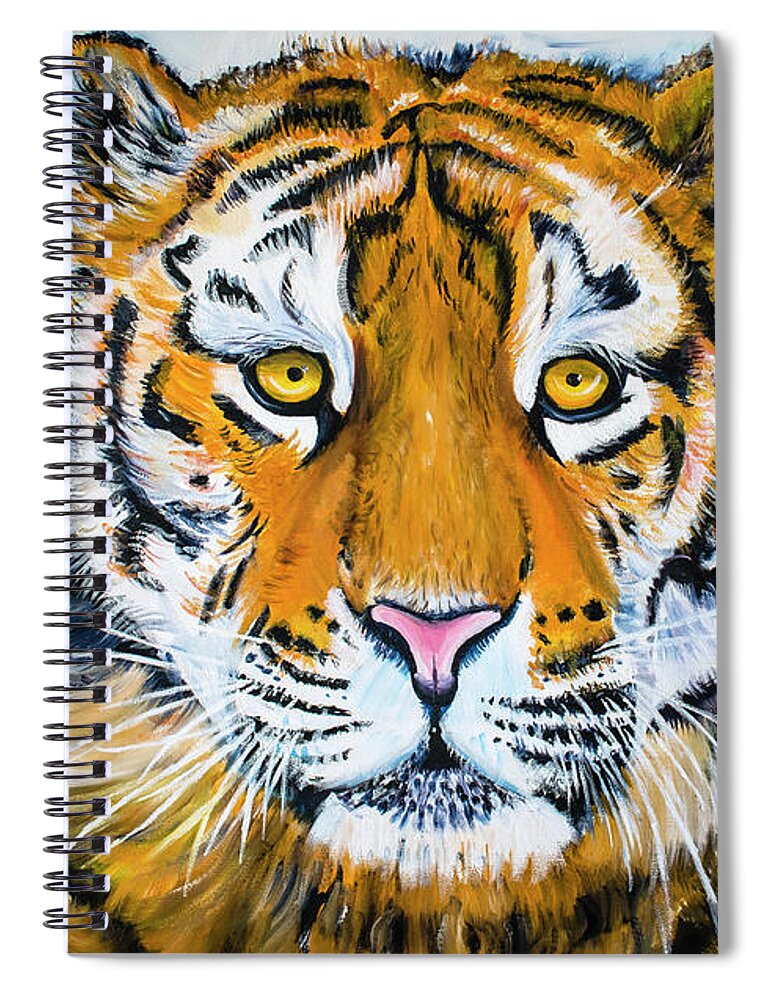Tiger Spiral Notebook featuring the painting Soul of the Tiger by Rowan Lyford