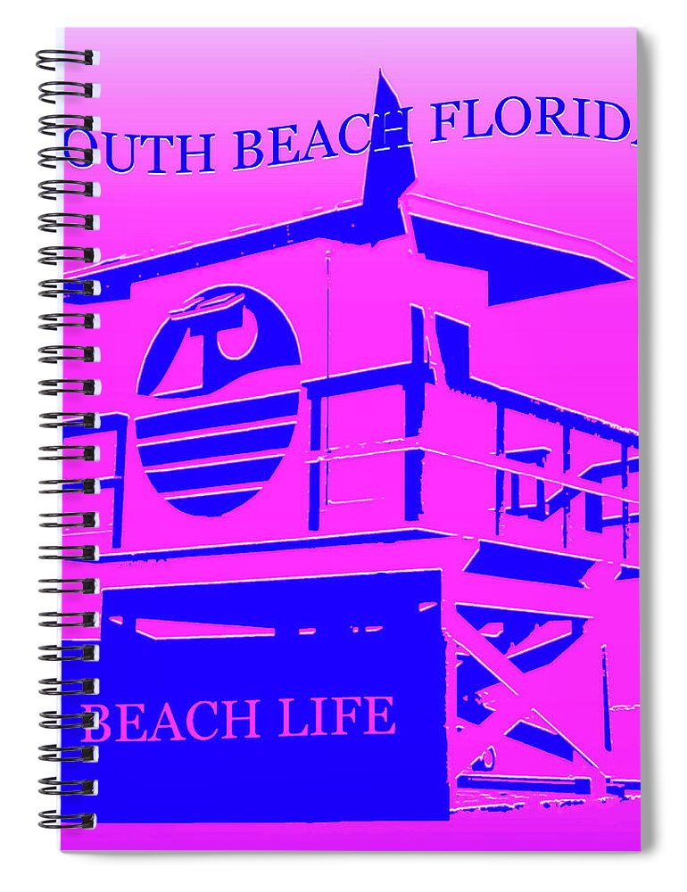 South Beach Florida Spiral Notebook featuring the mixed media South Beach Florida by David Lee Thompson