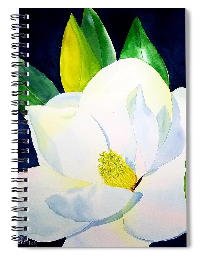 Southern Magnolia Spiral Notebook featuring the painting Southern Magnolia by Ann Frederick