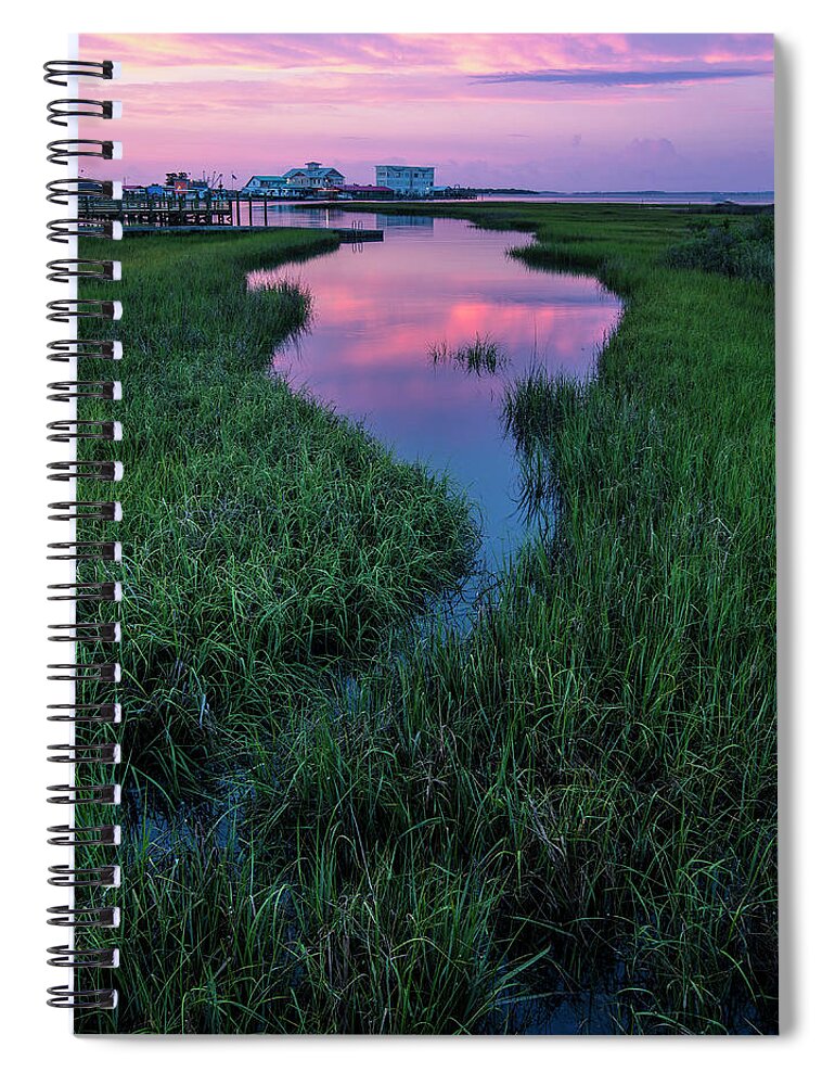 Southport Spiral Notebook featuring the photograph Southport Salt Marsh Siunrise by Nick Noble