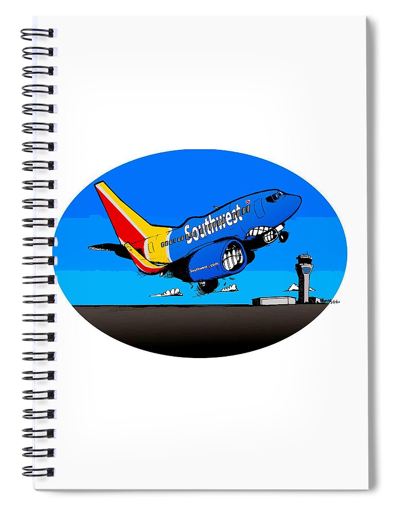 Boeing Spiral Notebook featuring the drawing Southwest 737 by Michael Hopkins