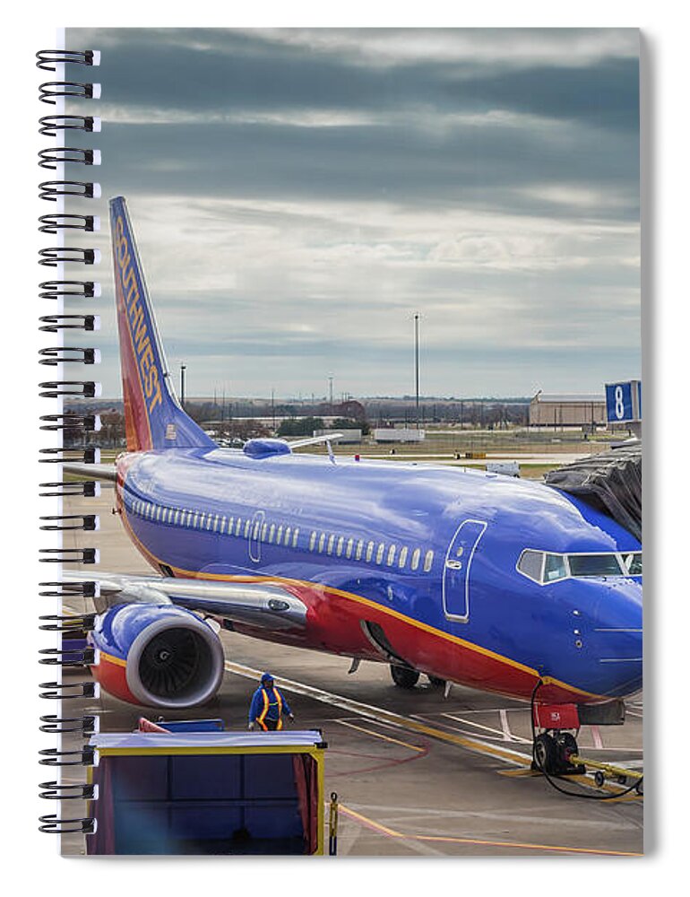 Southwest Airlines Spiral Notebook featuring the photograph Southwest Airlines in Austin Texas by Robert Bellomy