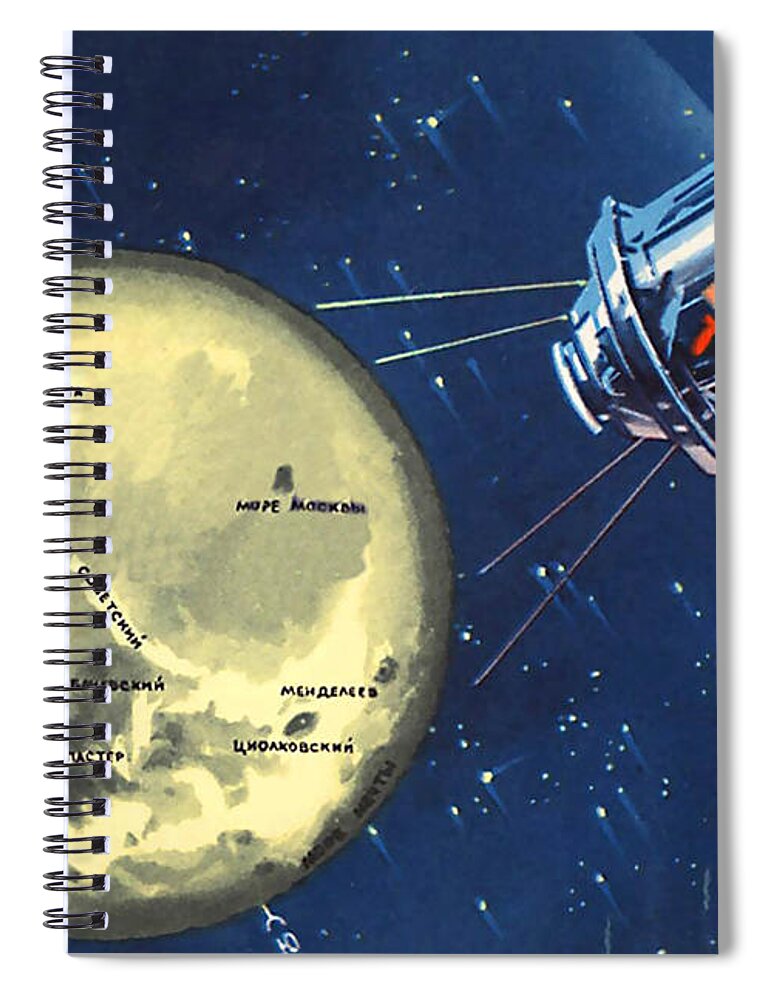 Space Spiral Notebook featuring the digital art Soviet Spacecraft to the Moon by Long Shot