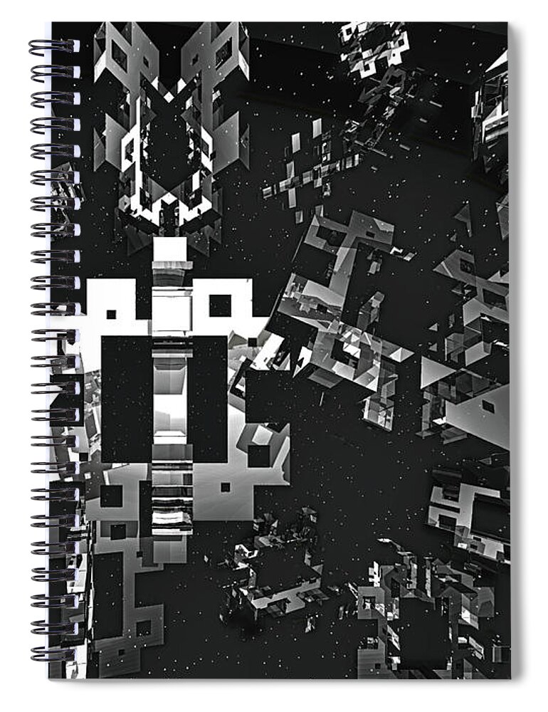 Architectural Spiral Notebook featuring the digital art Space Debris by Phil Perkins