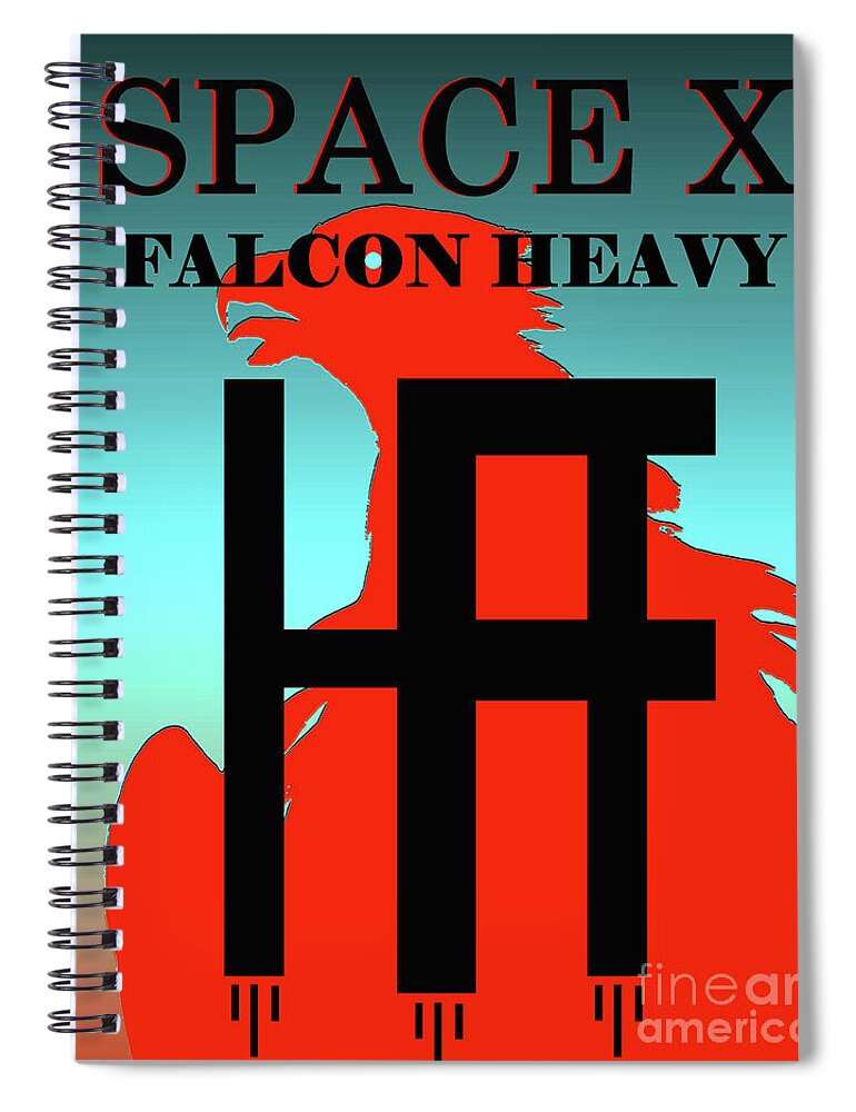 Falcon Heavy Spiral Notebook featuring the mixed media Space X falcon heavy design A by David Lee Thompson