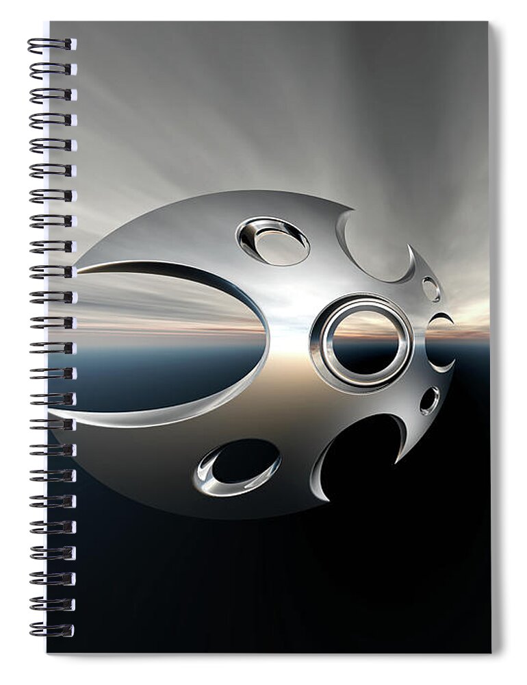 Spaceship Spiral Notebook featuring the digital art Spaceship On Horizon by Phil Perkins