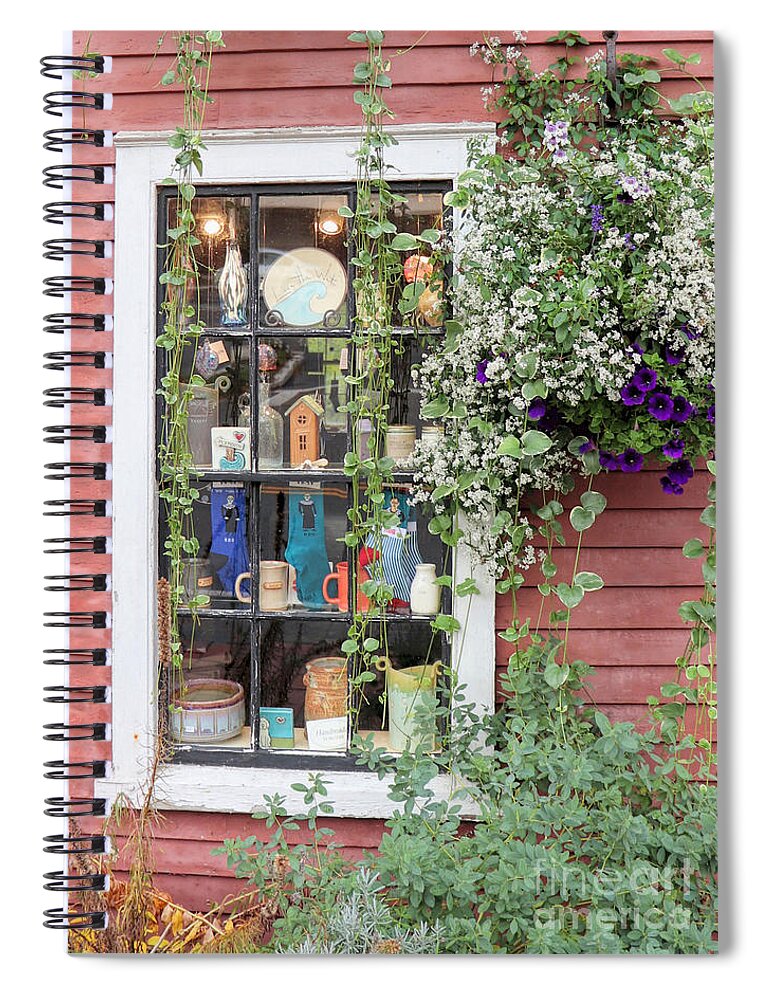 Windows Spiral Notebook featuring the photograph Sparrow House window display by Janice Drew