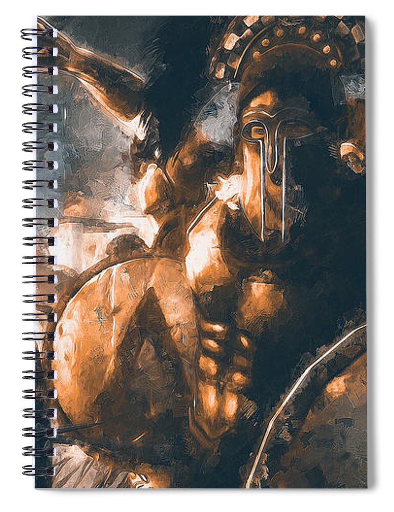 Spartan Warrior Spiral Notebook featuring the painting Spartans at War, 05 by AM FineArtPrints