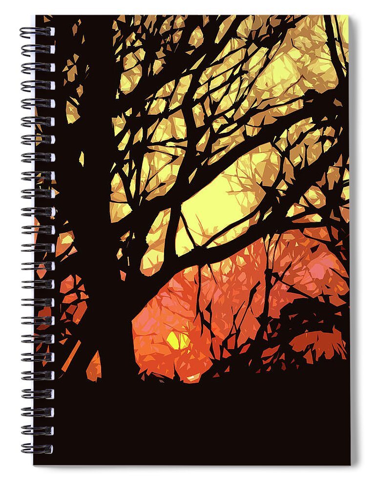 Sunset Spiral Notebook featuring the digital art Spectacular Sunset by Nancy Olivia Hoffmann