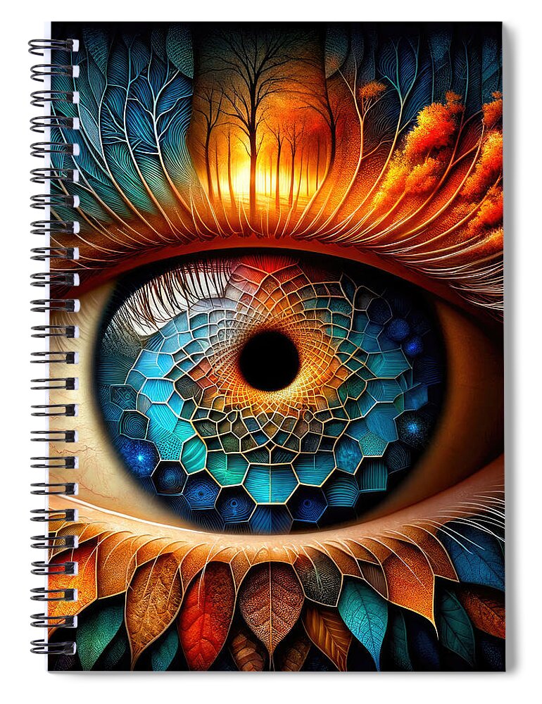 Surreal Eye Spiral Notebook featuring the digital art Spectral Sightlines by Bill And Linda Tiepelman