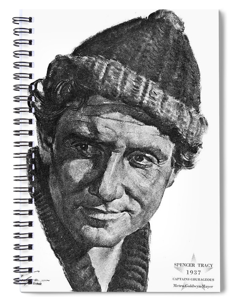 Spencer Tracy Spiral Notebook featuring the drawing Spencer Tracy by Volpe by Movie World Posters