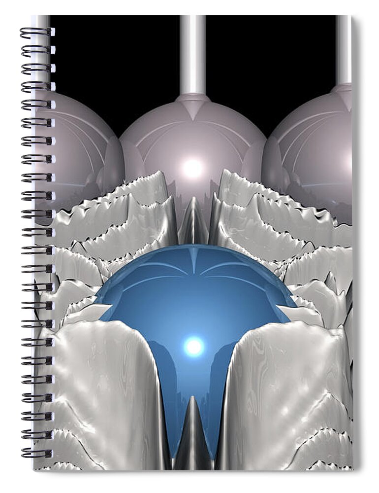 Abstract Spiral Notebook featuring the digital art Spheres Around by Phil Perkins