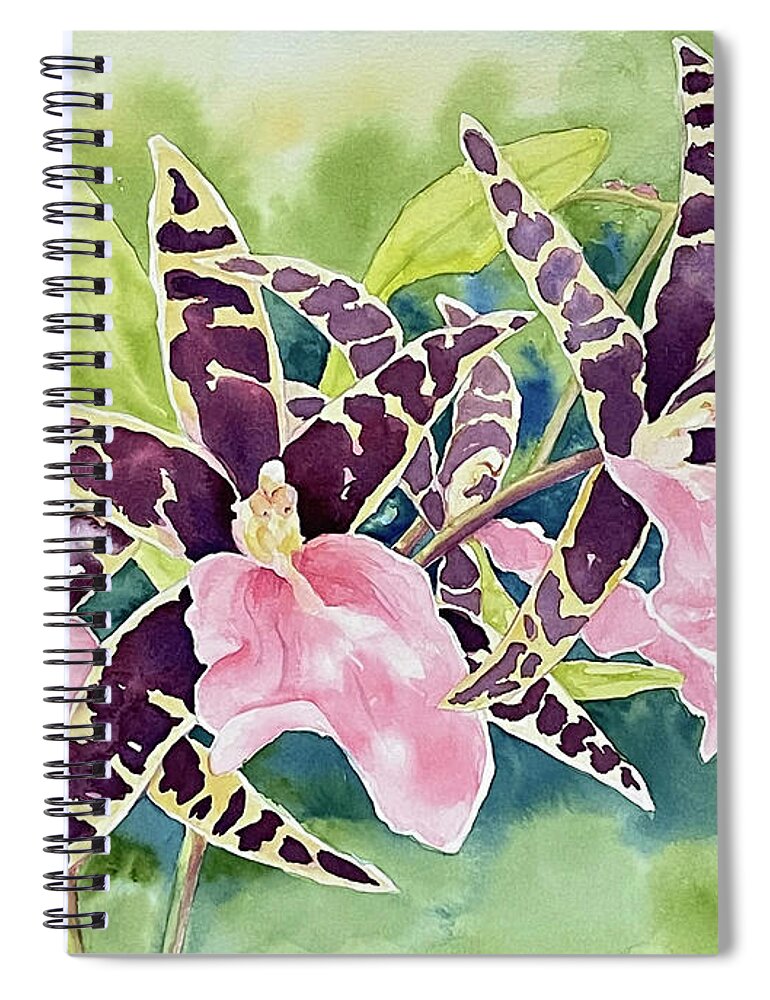 Orchid Spiral Notebook featuring the painting Spider Orchids by Hilda Vandergriff