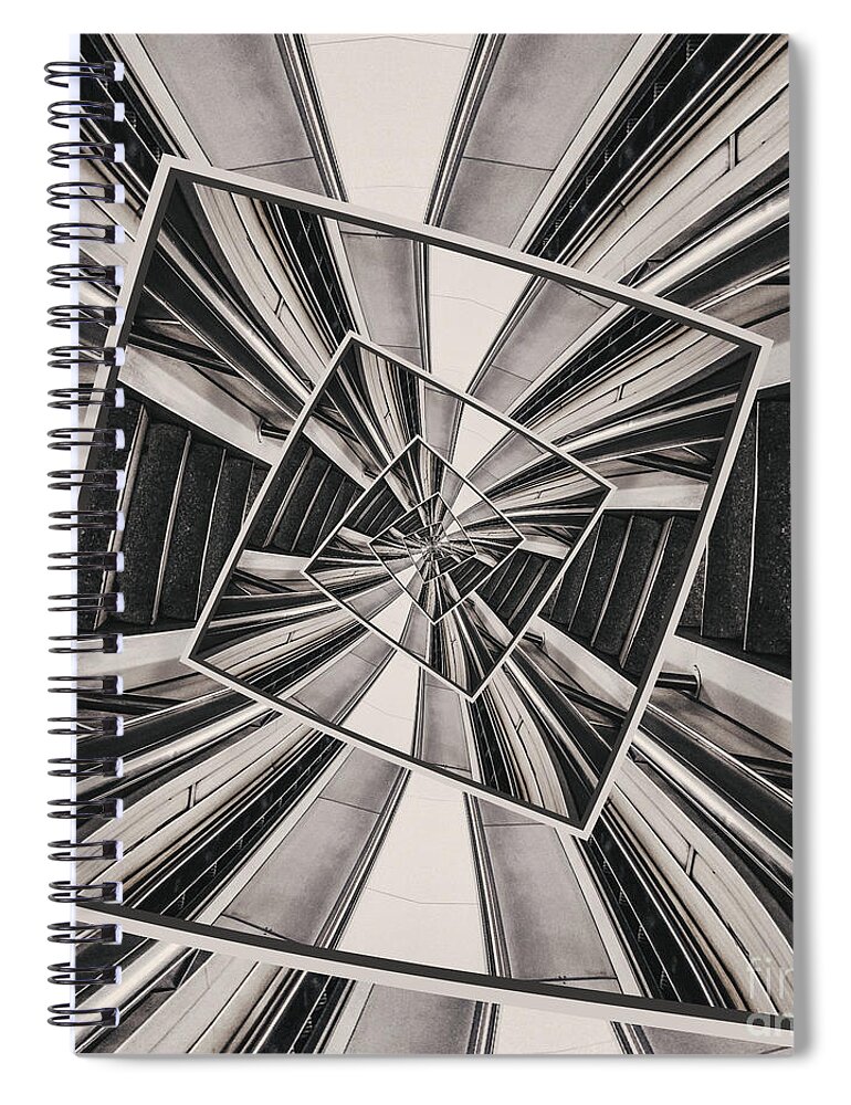 Spinning Spiral Notebook featuring the digital art Spinning Structure by Phil Perkins