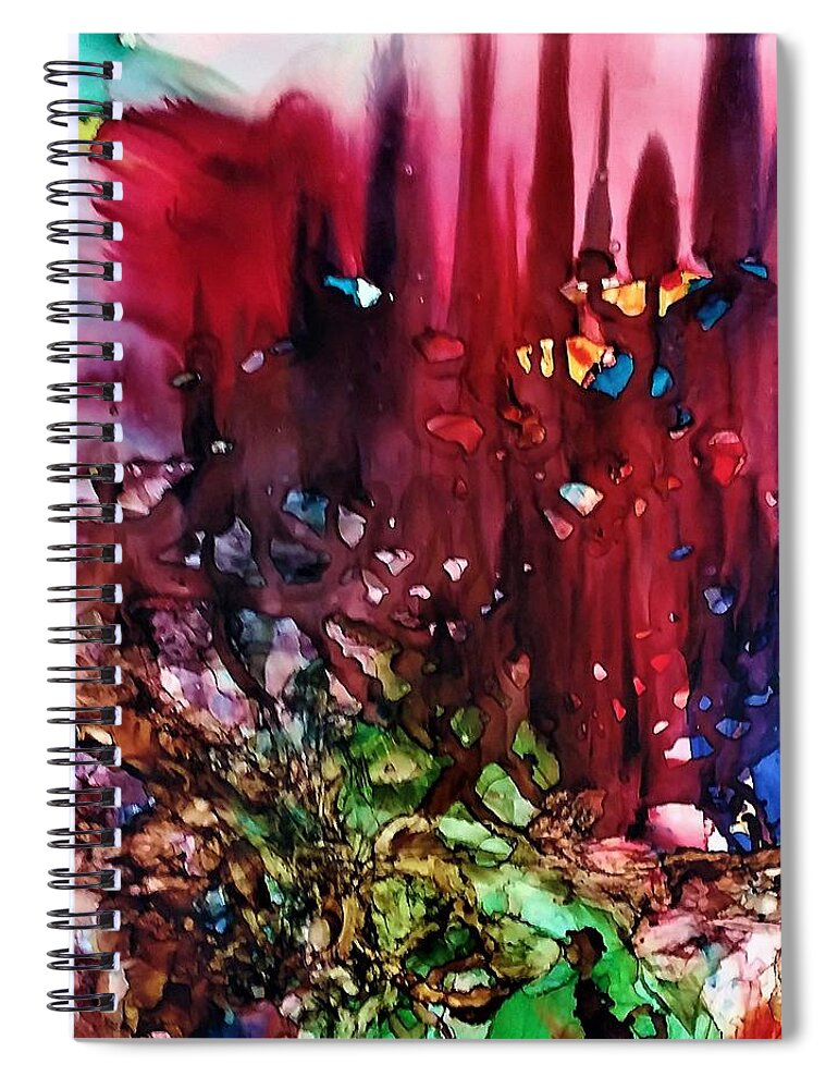 Story Spiral Notebook featuring the painting Spinning tales of the wood by Angela Marinari