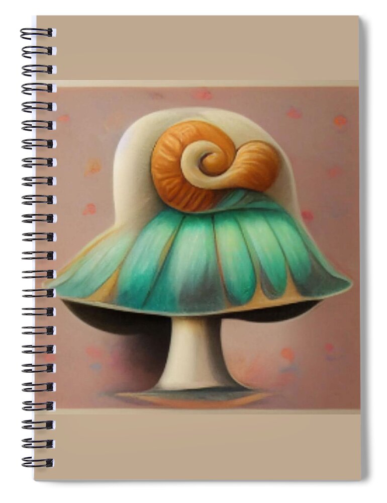 Digital Spiral Notebook featuring the digital art Spiral Shroom by Vicki Noble