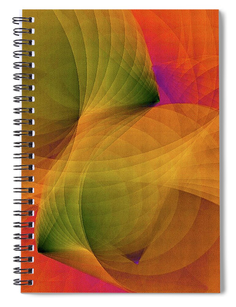 3-d Modern Geometric Spiral Notebook featuring the digital art Spiraling Insight with Complicated Continuation by Susan Maxwell Schmidt