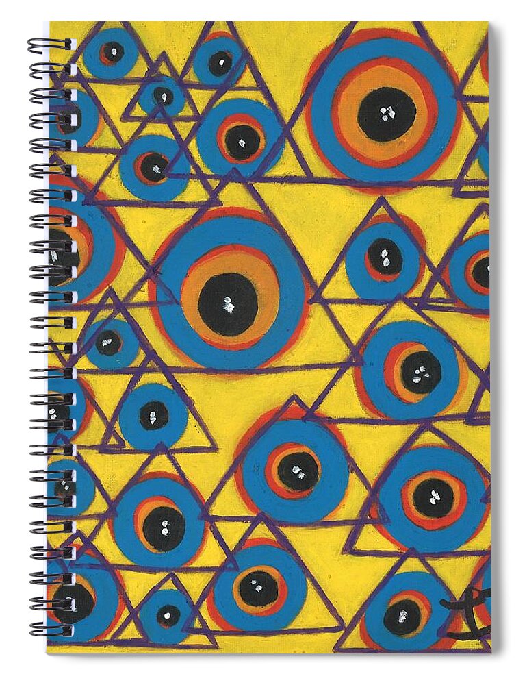 Yellow Spiral Notebook featuring the painting Spirit Guides by Esoteric Gardens KN