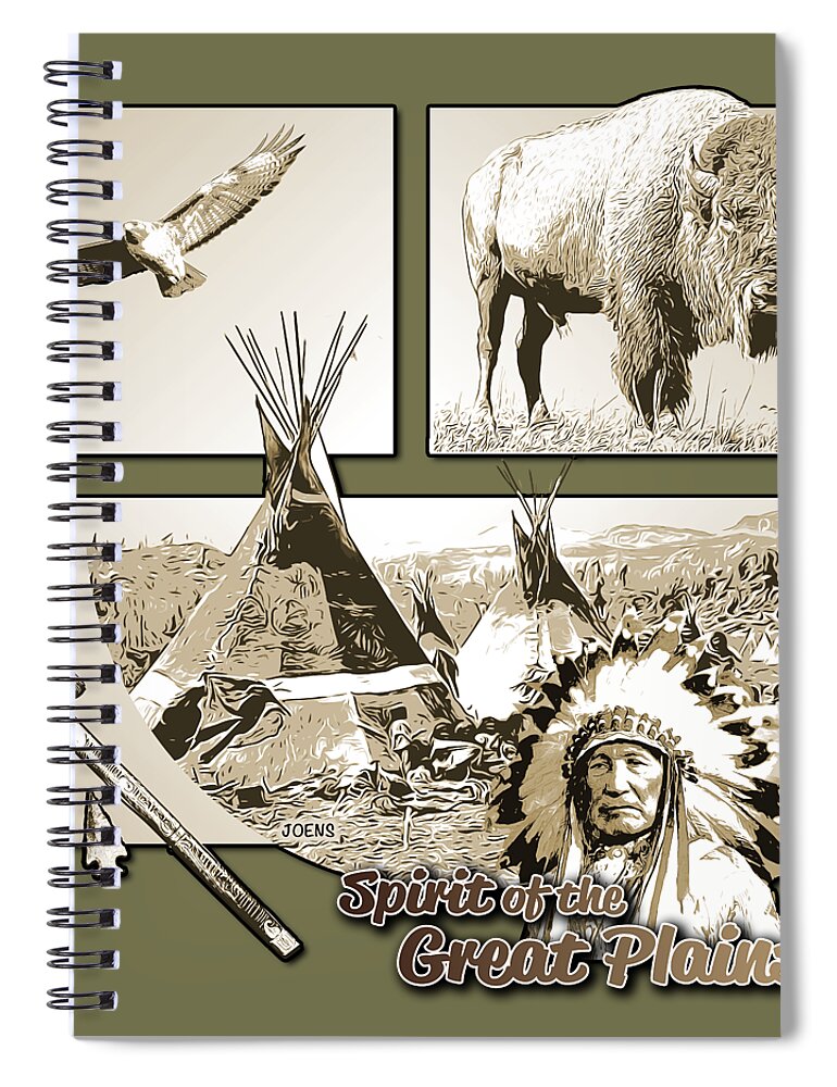 Great Plain Spiral Notebook featuring the digital art Spirit of the Great Plains by Greg Joens