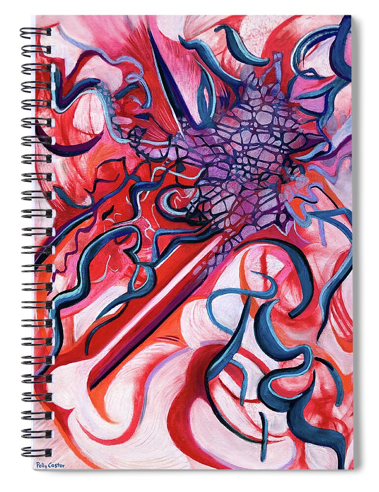 Abstract Art Spiral Notebook featuring the painting Spiritual Warfare by Polly Castor