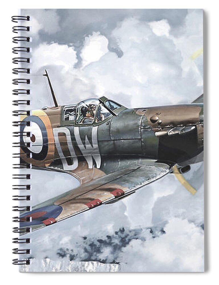 Supermarine Spitfire Fighter Pilot Fighter Air Force Royal Air Force Wwii Battle Of Britain Operation Sea Lion Spiral Notebook featuring the painting Spit by Murray Jones
