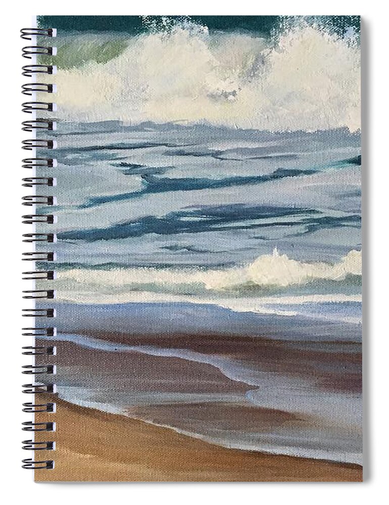 Waves Spiral Notebook featuring the painting Splashing Waves by Judy Rixom