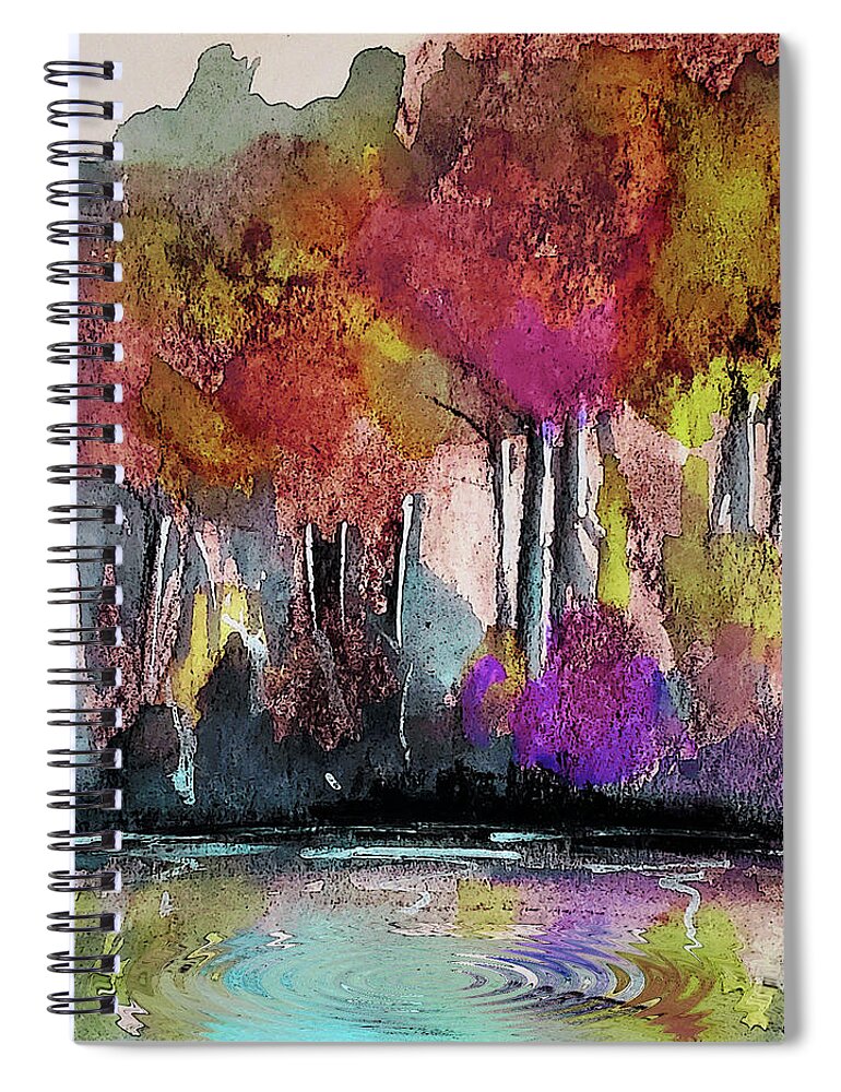 Swirl Spiral Notebook featuring the painting Splatter Trees by Lisa Kaiser
