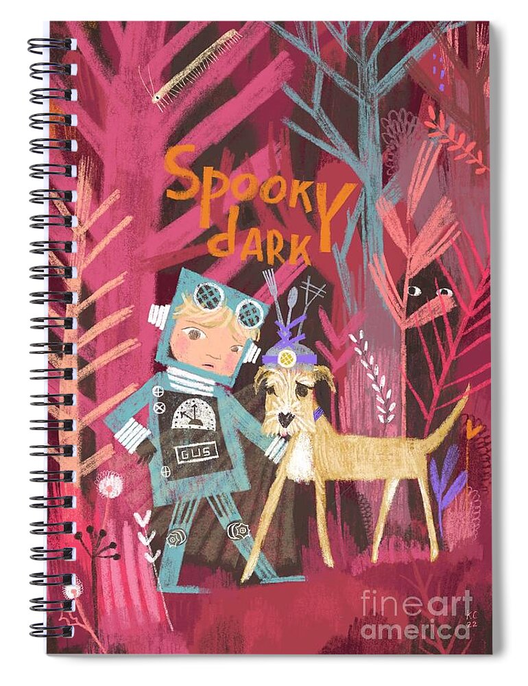 Kidlit Spiral Notebook featuring the drawing Spooky Dark by Kate Cosgrove