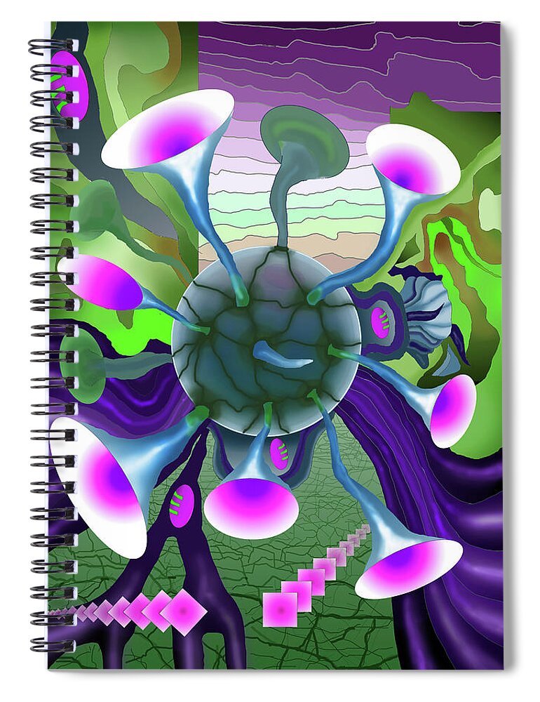 Abstract Spiral Notebook featuring the digital art Spore 1-1 Violet by Dumitru Sandru