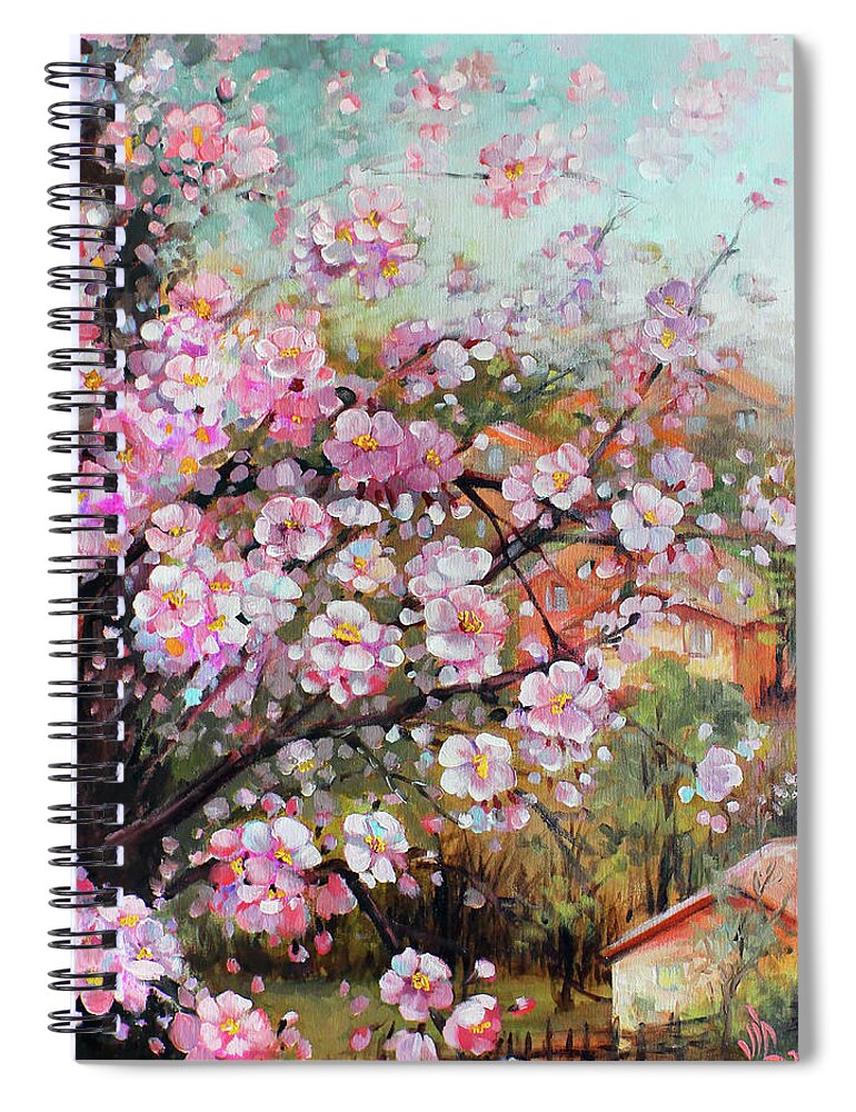 Spring Spiral Notebook featuring the painting Spring at country side by Vali Irina Ciobanu