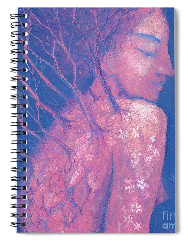 Youth Young Youthful Girl Spiral Notebook featuring the pastel Spring Awakening by Julia Khoroshikh