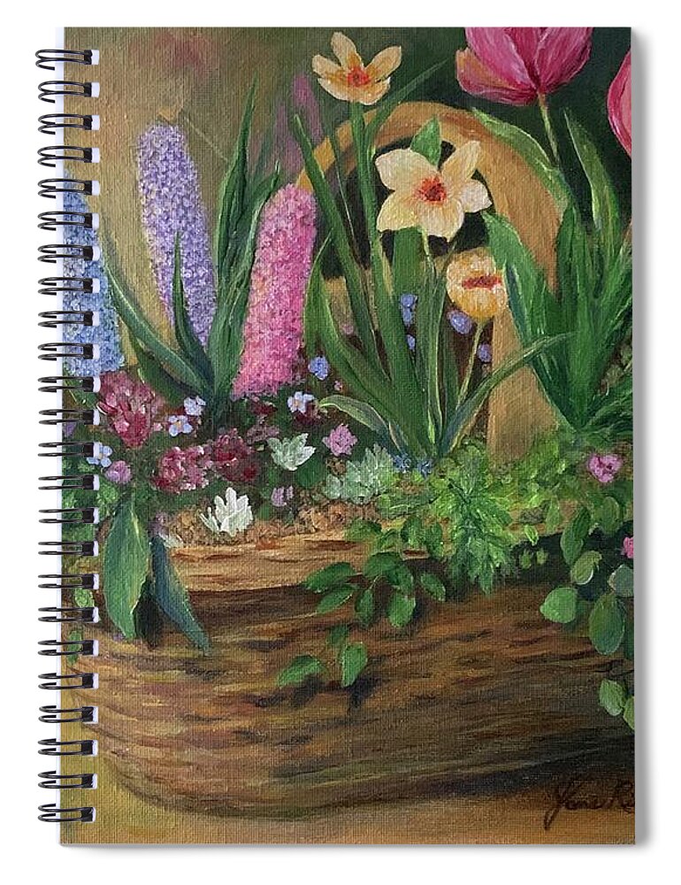Spring Spiral Notebook featuring the painting Spring Basket by Jane Ricker
