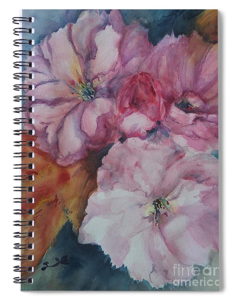 Cherry Spiral Notebook featuring the painting Spring Blossoms I by Sonia Mocnik