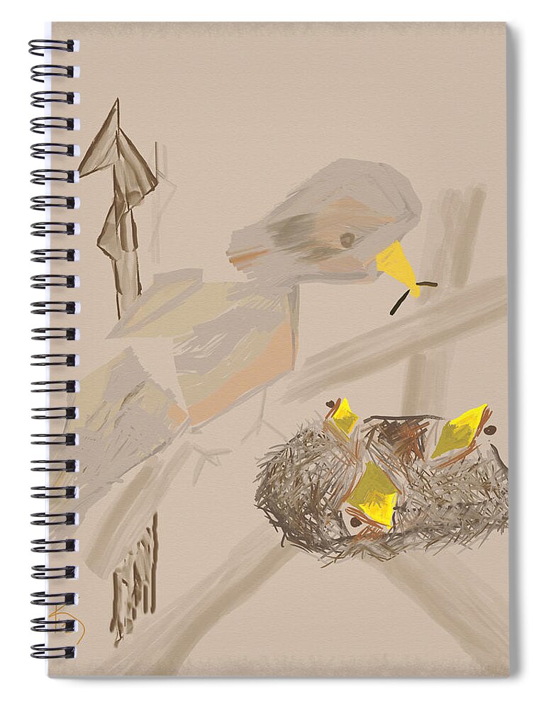 Bird Spiral Notebook featuring the digital art Spring Feeding by Kae Cheatham