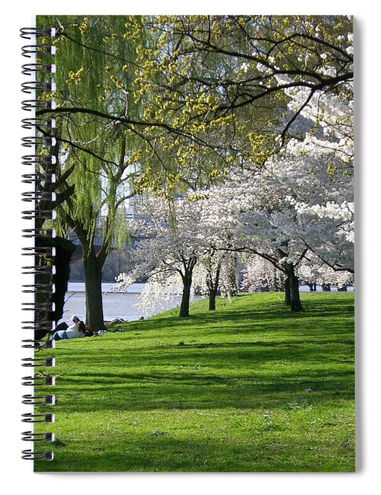 Cherry Blossoms Spiral Notebook featuring the photograph Spring in the US Capital by Tanya White