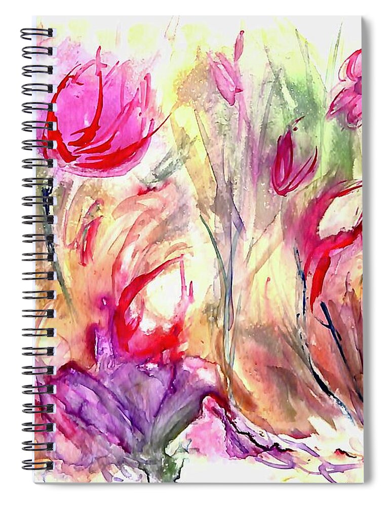 Tulips Spiral Notebook featuring the painting Spring is Springing by Patty Donoghue