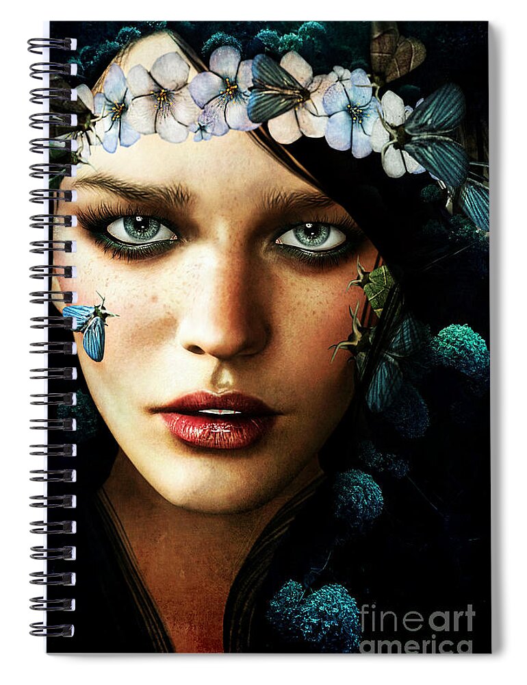 Butterfly Spiral Notebook featuring the digital art Spring Portrait by Georgina Hannay