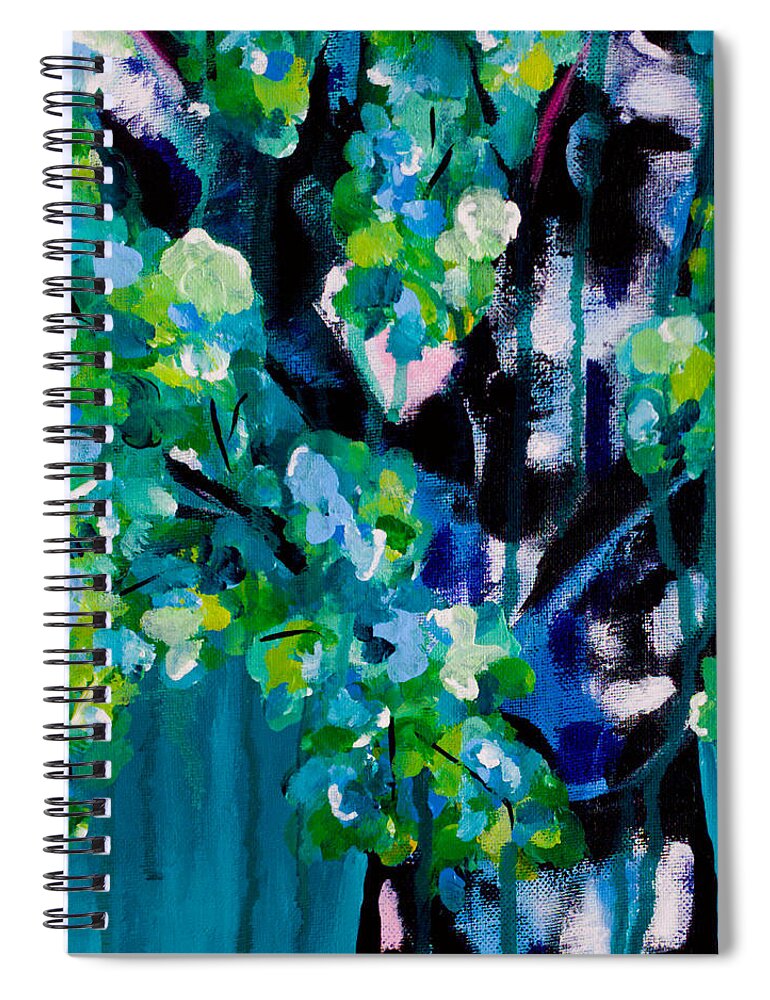 Landscape Spiral Notebook featuring the painting Spring Showers by Beth Ann Scott