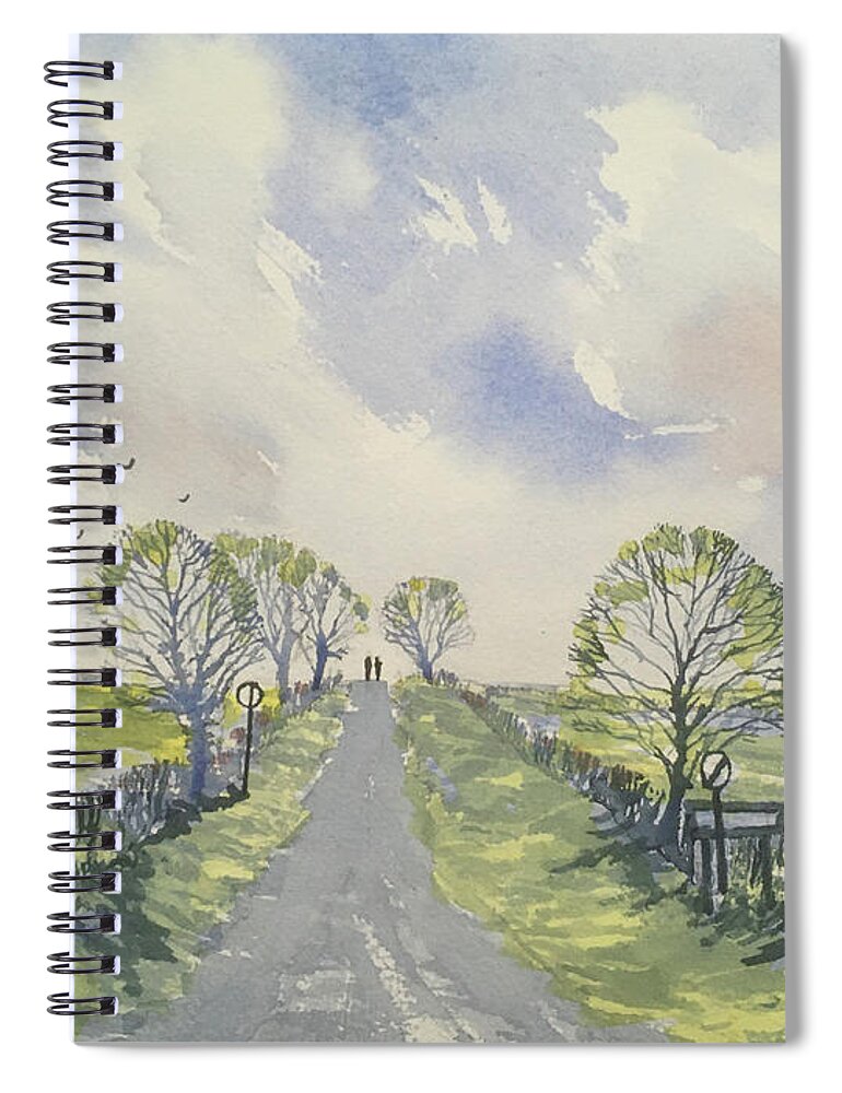 Watercolour Spiral Notebook featuring the painting Spring Sky over York Road, Kilham by Glenn Marshall