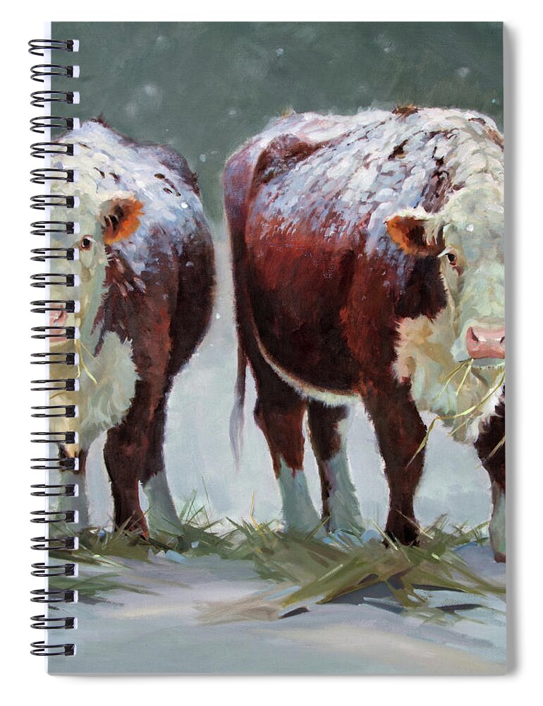 Ranch Animals Spiral Notebook featuring the painting Spring Snow by Carolyne Hawley